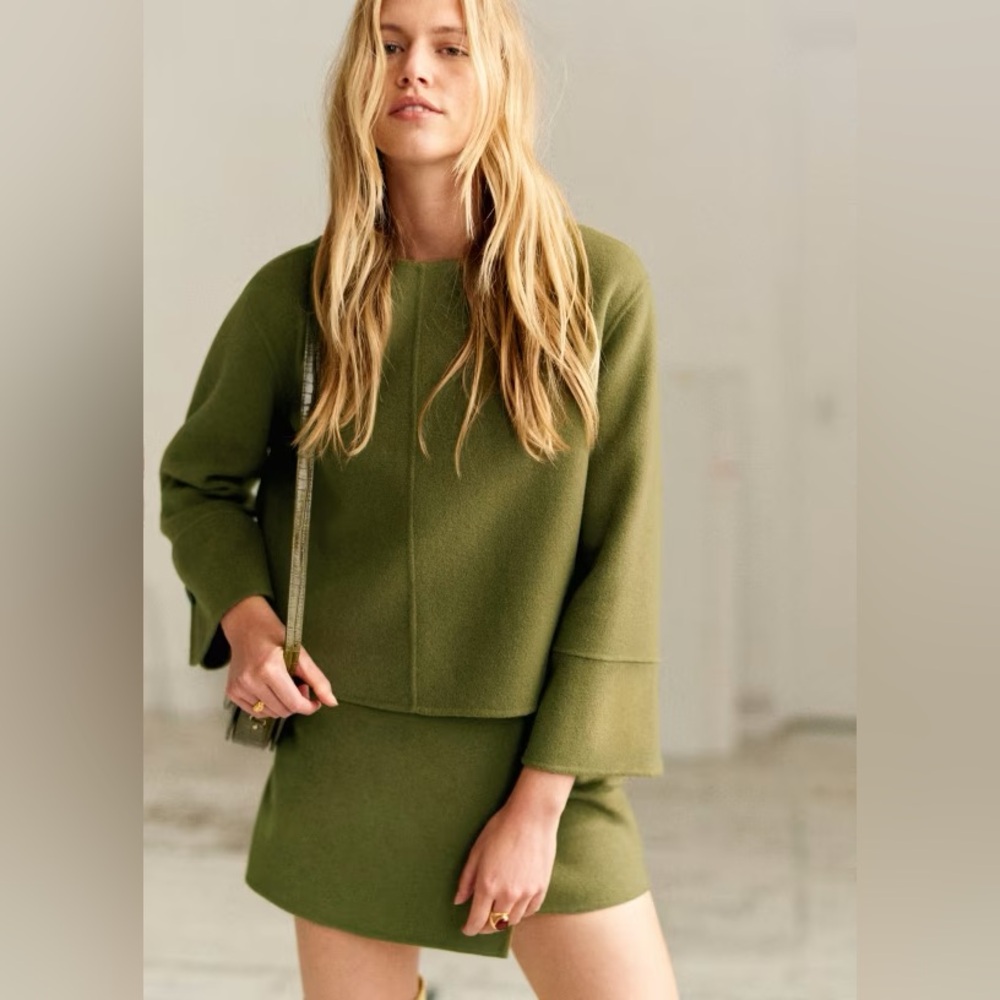 Sezane Rehane Blouse in Olive Green (2/XS)